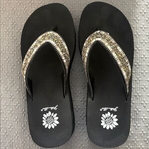 Yellow Box Beaded Flip Flops
